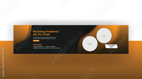Home Roofing, Plumbing social media banner template
