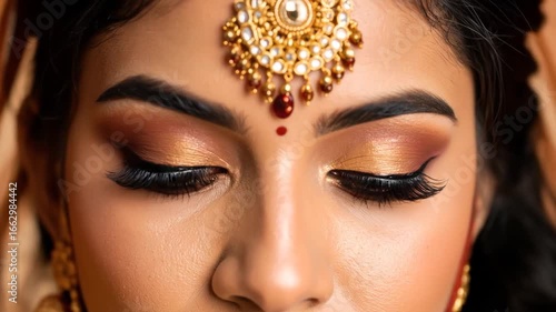 Woman traditional makeup closeup