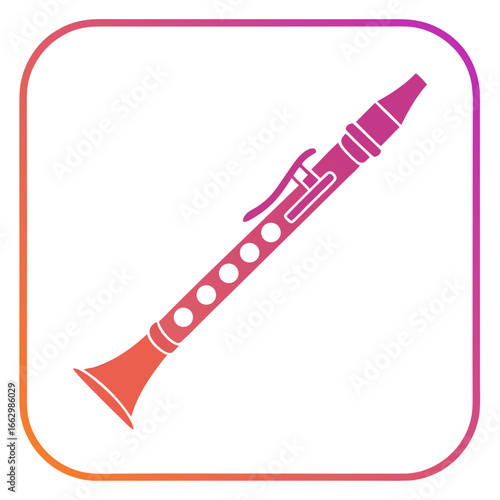 Stylized icon of a clarinet with a gradient color fill and rounded corners