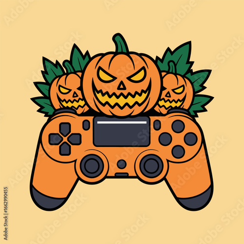 Halloween Pumpkins Game Controller Illustration