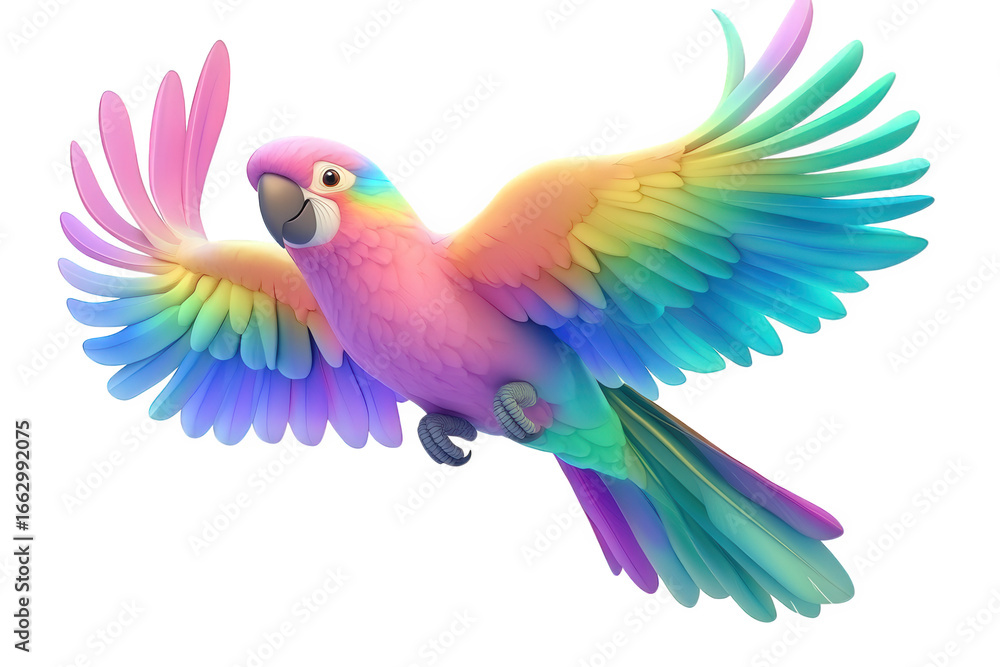 Obraz premium Colorful rainbow parrot bird flying with wings spread isolated on transparent background