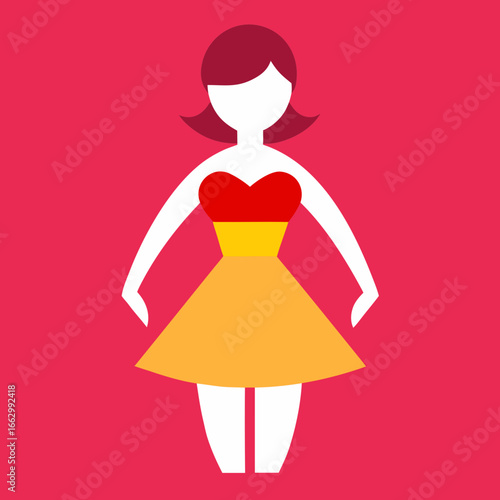 vector illustration of a girl in red