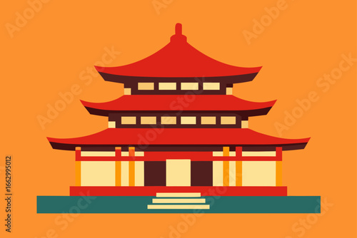 vector illustration of chinese temple
