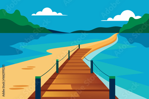 tropical beach with wooden pier