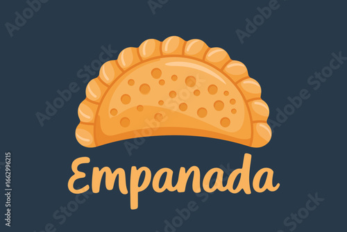 Delicious golden empanada illustration savory baked pastry vector graphic traditional Hispanic cuisine food culture symbol for menus and cookbooks