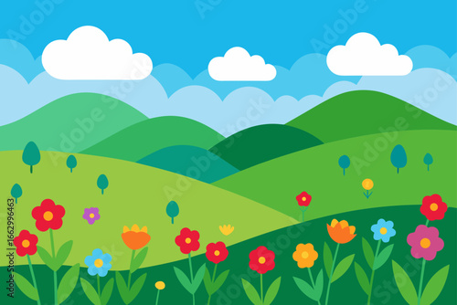 summer landscape with flowers