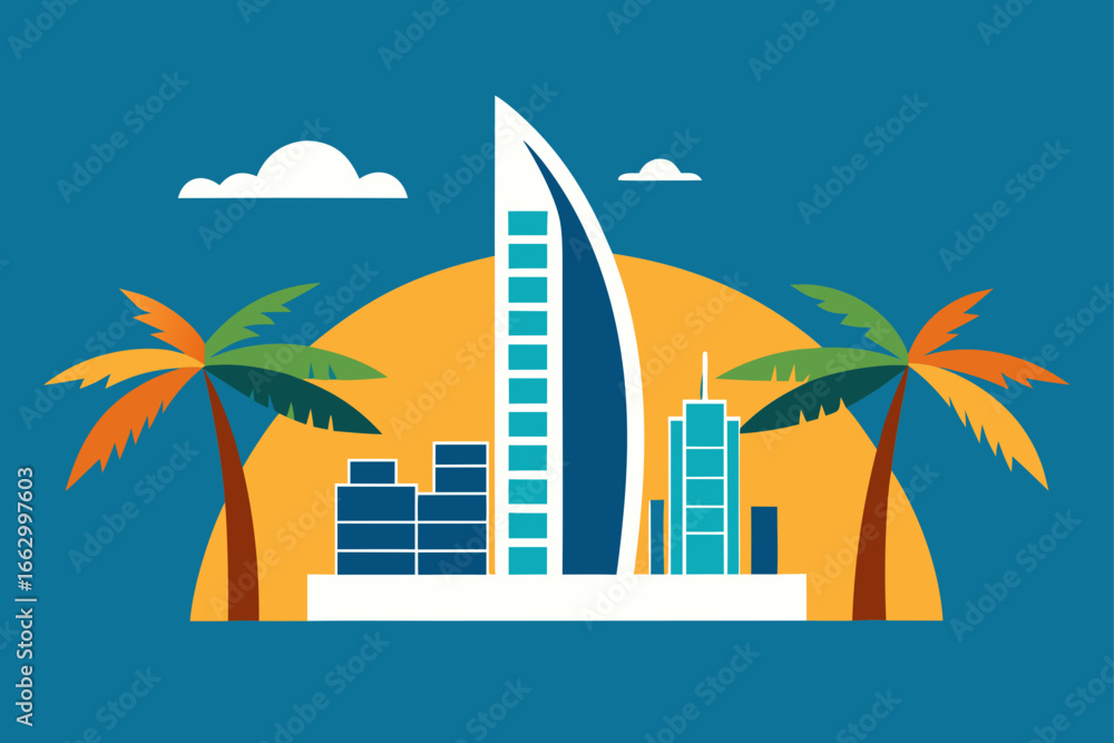 Obraz premium vector illustration of a tropical island