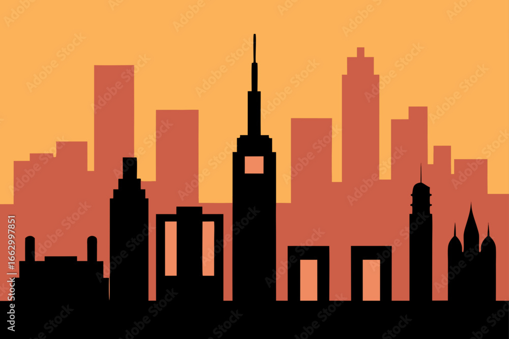 Obraz premium chicago skyline at sunset illustration
