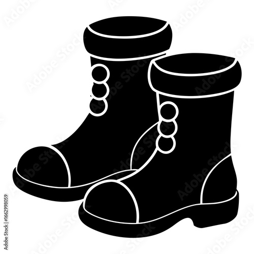 set of black rubber boots
