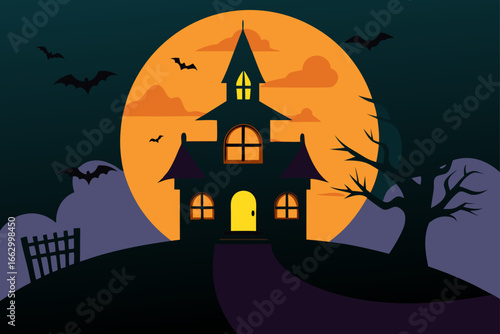 halloween background with haunted house