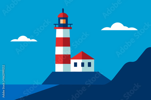 lighthouse on a blue sky background