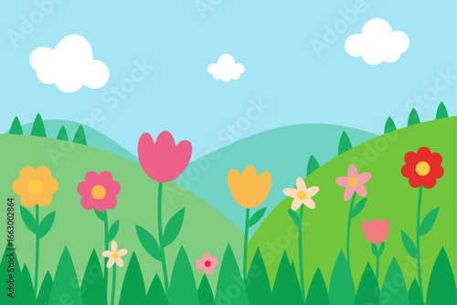 spring landscape with flowers