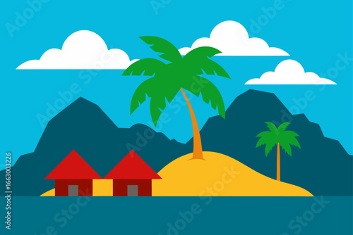 summer landscape with palms