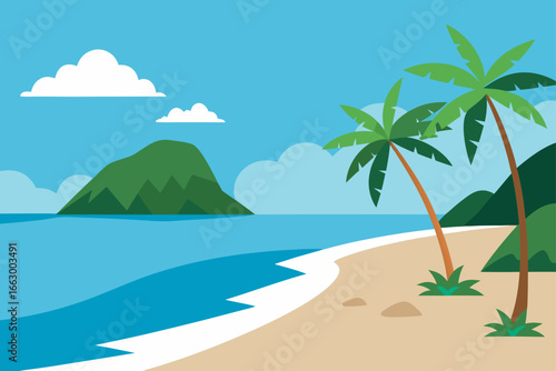 tropical island with palm trees