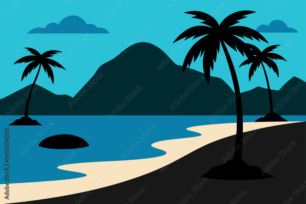 Obraz premium tropical beach with palm trees