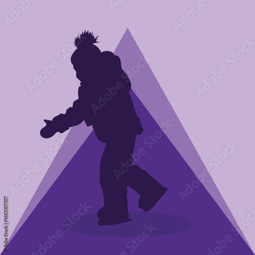 Child skating sports activity vector isolated on background. Ice skating and roller skating vector design.