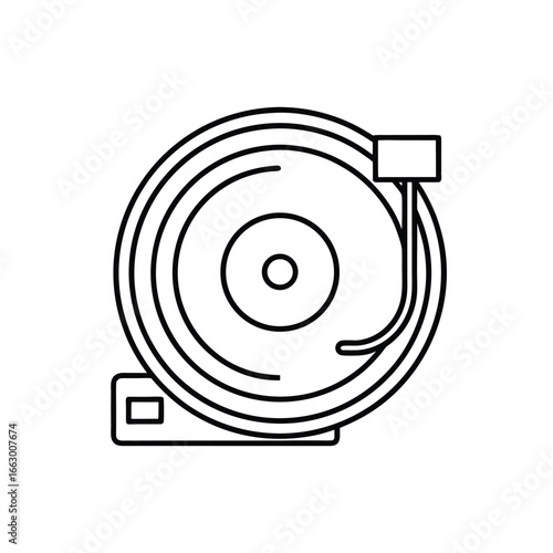 Minimalist Line Art of Fire Alarm Bell – Black and White Monochrome Emergency Icon