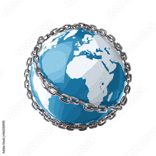The Earth bound in chains, a stark representation of global constraints.