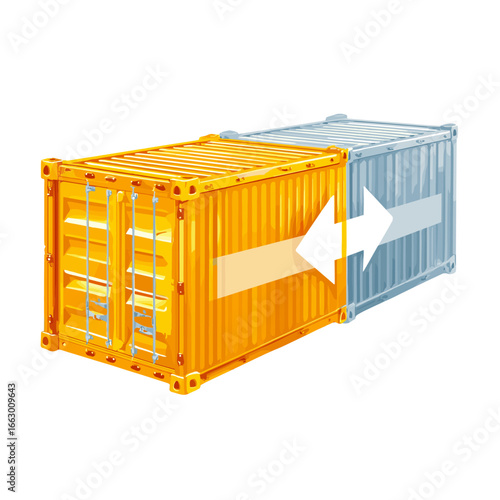Logistics and Import Export Concept Represented by Shipping Container Illustration.