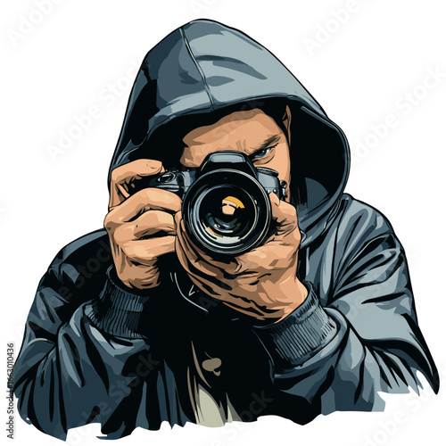 A Photographer Capturing an Image with a DSLR Camera.