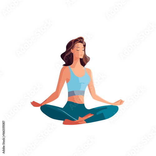 A serene woman finds inner peace through yoga, embodying mindfulness and tranquility.
