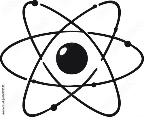 Atomic structure icon with orbiting electrons science physics chemistry education nuclear energy research vector design