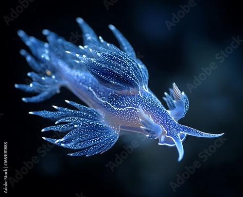 Glaucus Atlanticus Floating Gracefully A Tiny Predator of the Ocean Seas Underwater World Macro Photography