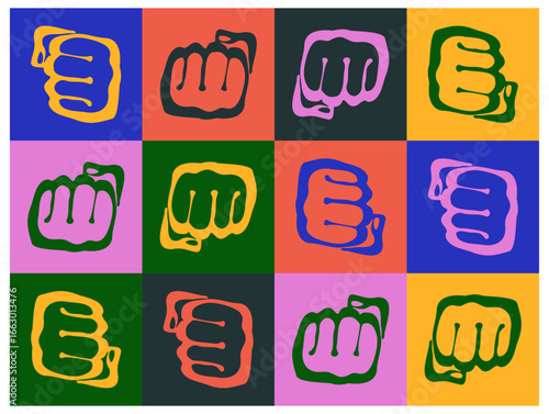 The fist is victory, strength, might and solidarity. Flat icon for apps and websites