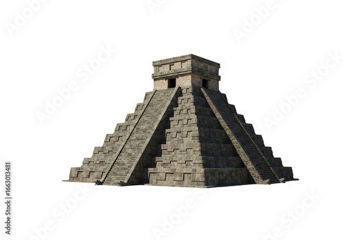 Ancient Mayan Pyramid: Isolated 3D Render of Kukulkan Temple isolated on transparent background