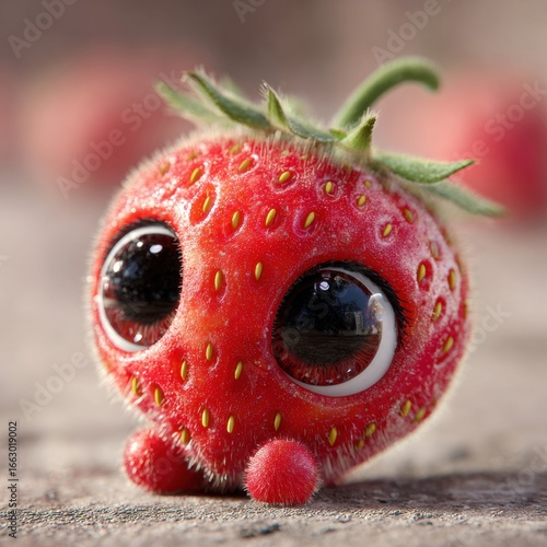 Cute Strawberry with Big Eyes