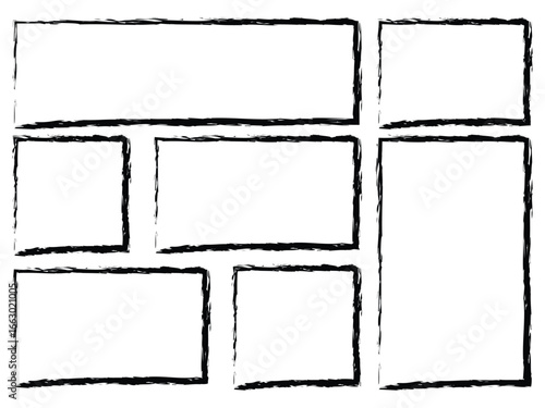 Wallpaper Mural Brush stroke set. Grunge square and rectangle frames. Ink empty black boxes set. Rectangle borders collections. vector illustration  Torontodigital.ca