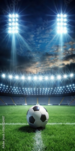 Wallpaper Mural Bright stadium lights illuminate soccer ball on field at night Torontodigital.ca