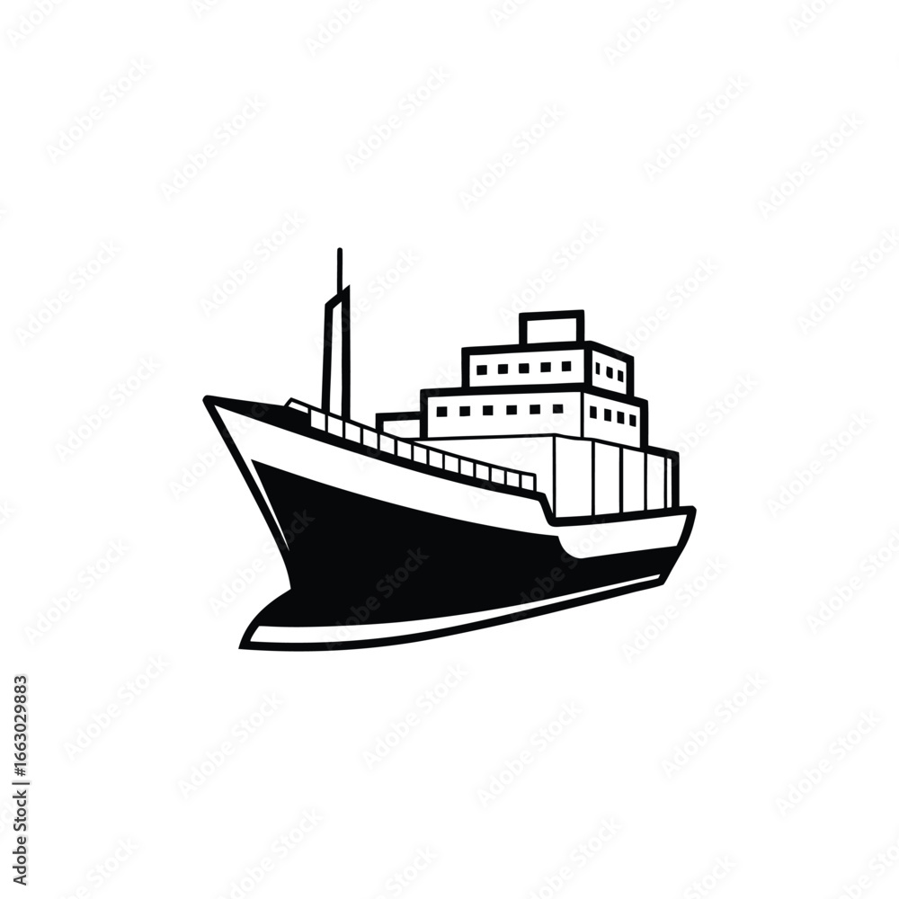 Obraz premium Cargo ship silhouette vector art design