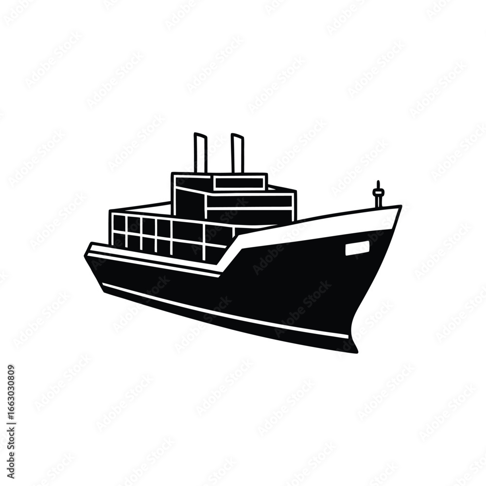 Obraz premium Cargo ship silhouette vector art design