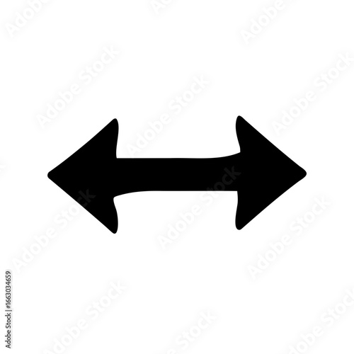 Symmetrical Double Headed Arrow Pointing Both Directions on a White Background