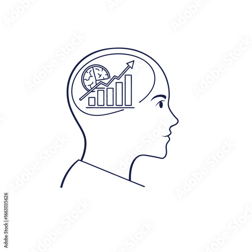 Business Intelligence and Data Analytics Inside Human Mind Vector Illustration 