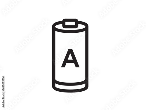 Minimal Line Art Depiction of Rechargeable AA Battery Stock Icon