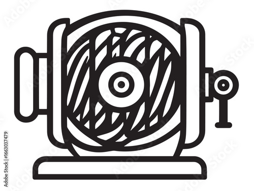 Detailed Anchor Winch Motor Icon in Minimal Clean Vector Style