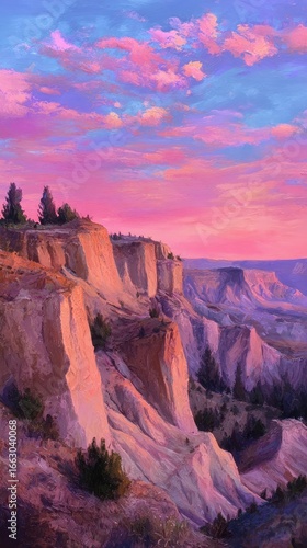 Canyon sunset, pastel hues