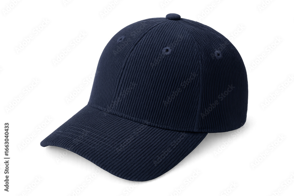 Fototapeta premium Navy blue baseball cap with curved brim and adjustable strap isolated on transparent background PNG for casual fashion design