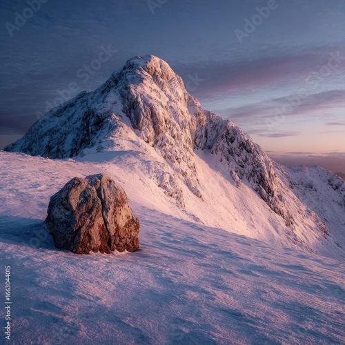 Snowy mountain peak at dawn (3)