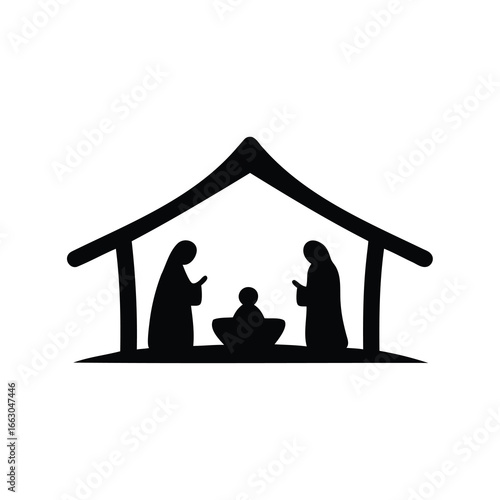 A Simple Nativity Scene Depicting the Birth of Jesus Christ