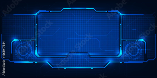 Vector illustration of windows panel futuristic digital frame for user interface in game and advertising.