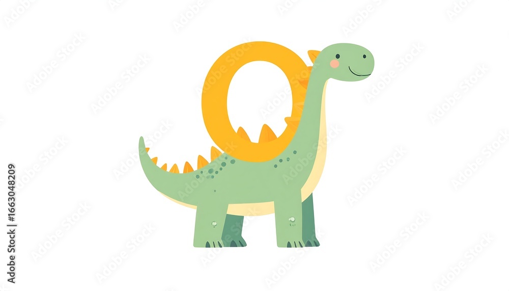 Naklejka premium Cute dinosaur letter O