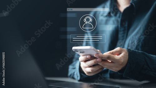 Live chat customer support. Online assistance support. Customer service concept. Help technology.