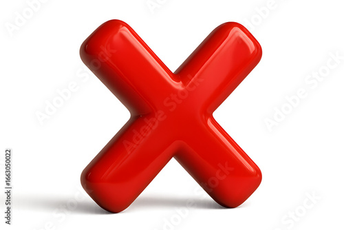 Simple 3D glossy red X mark icons isolated on transparent background, clean sharp edges, error symbol, Red Error Symbol