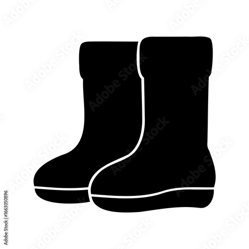 A pair of black boots in a simple silhouette, suitable for winter