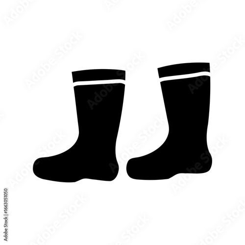 Pair of Black Rubber Boots for Rainy Days and Outdoor Adventures