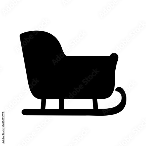 Black Silhouette of Santa's Sleigh or Sledge on a White Background