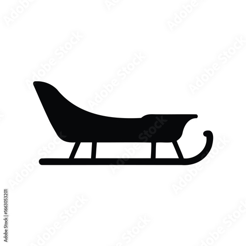 A sleek black silhouette illustration of a vintage Christmas Santa sleigh